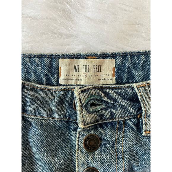 Free People We the Free Distressed Button Fly Denim A-Line Skirt Size 27 | 4 - Picture 5 of 10